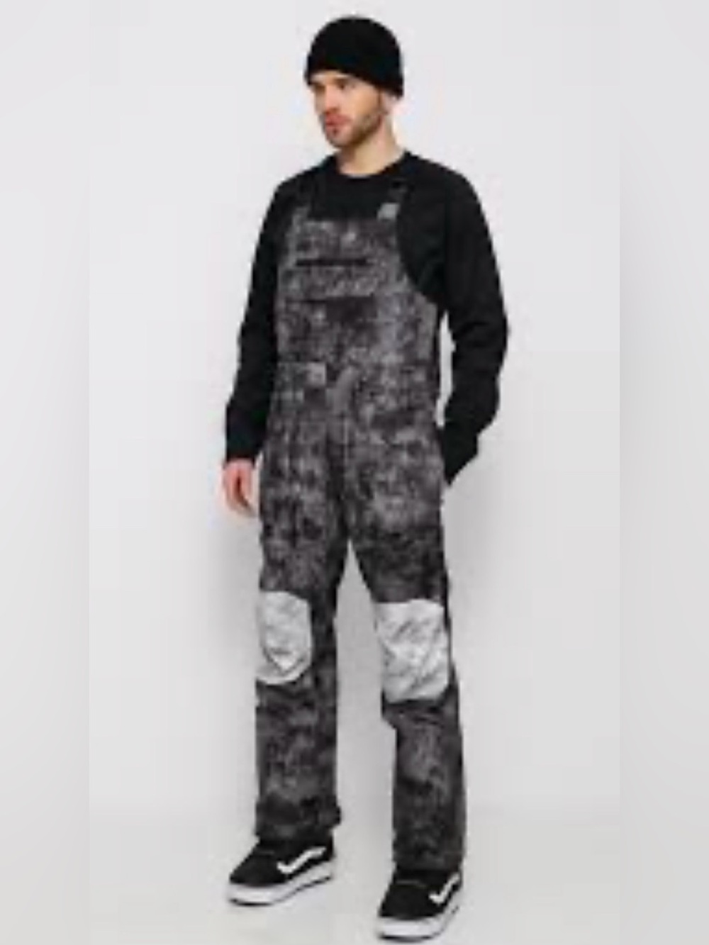 Volcom Mens Large Grey Bib Ski Snowboard Pants Roan Bib Overall Pant acid wash